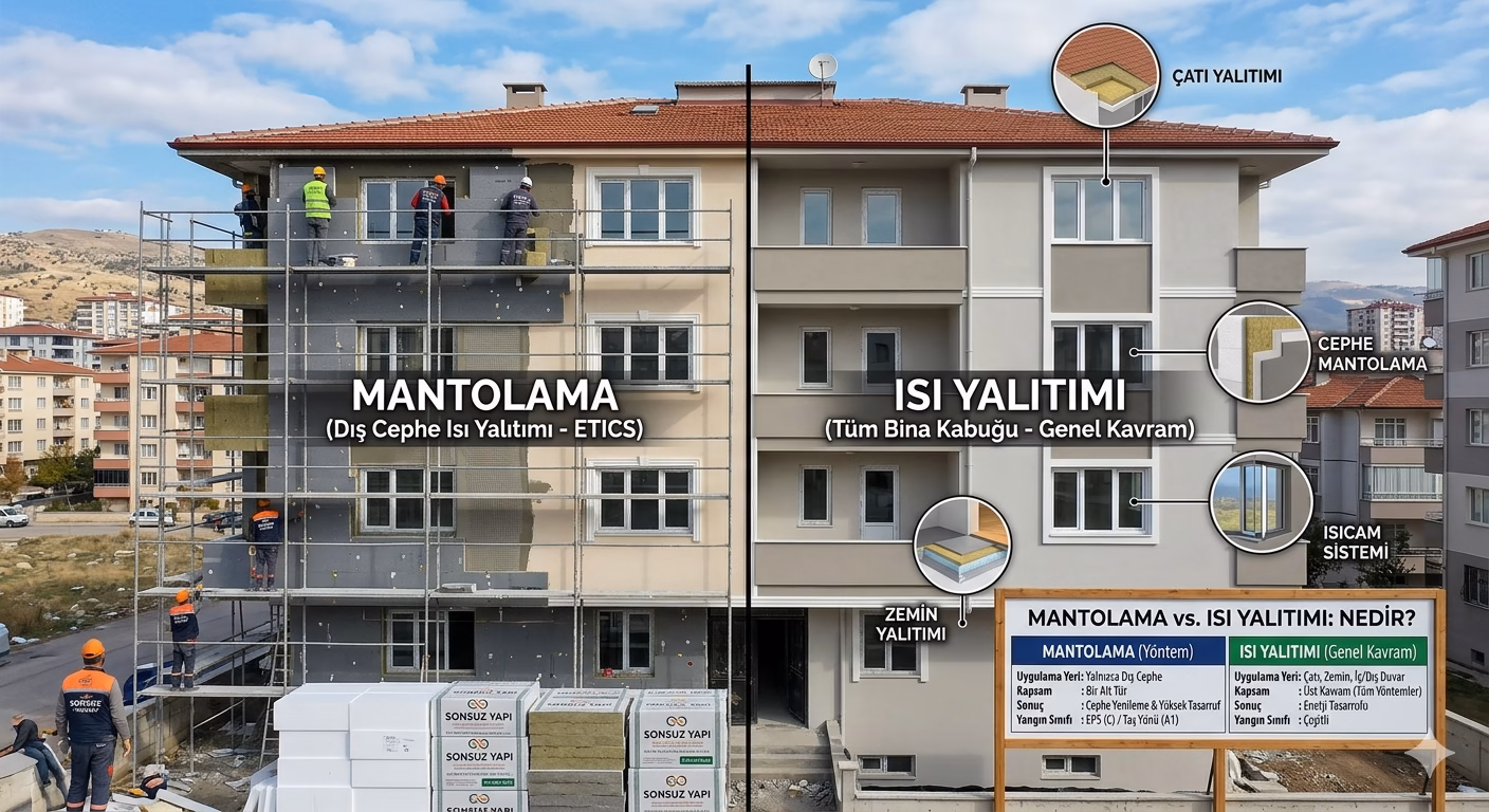 Kahramanmaraş Sonsuz Yapı İnşaat Mantolama ve Isı Yalıtımı Karşılaştırmalı Teknik Görseli